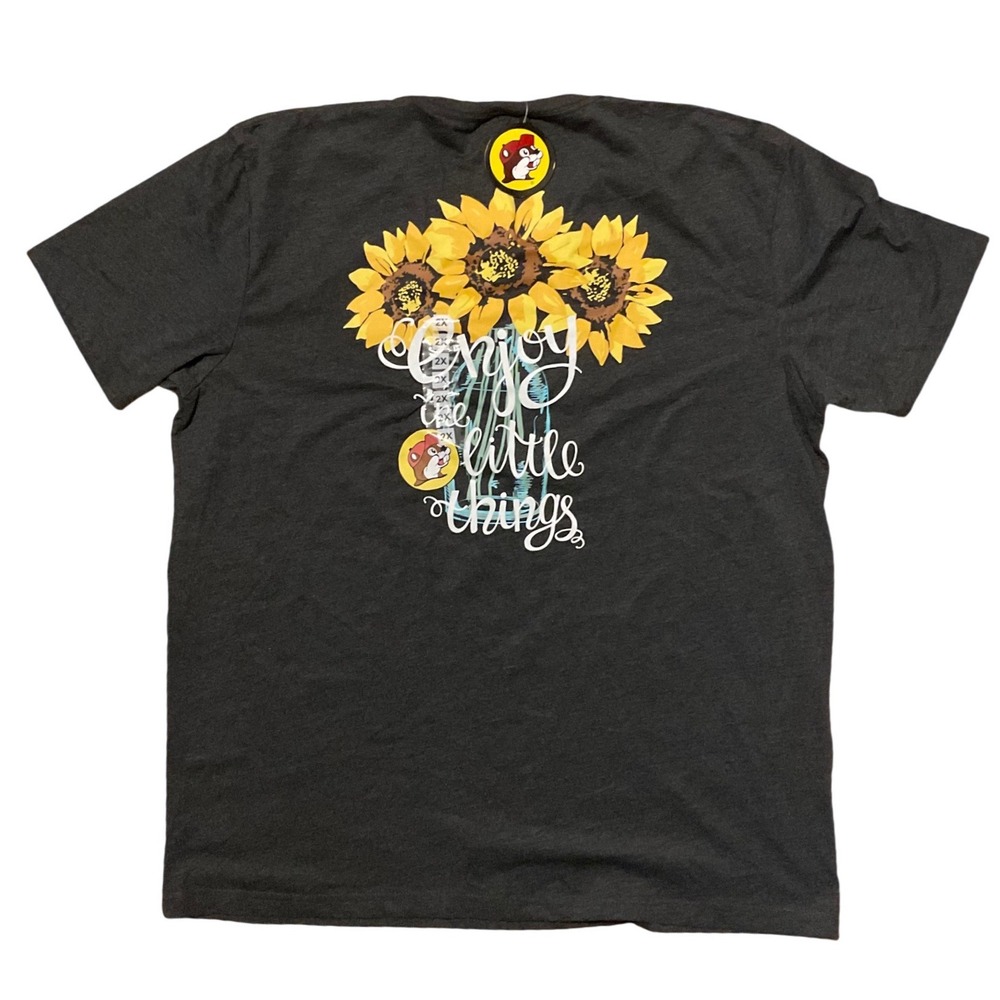 Buc-ee's Sunflower Enjoy The Little Things Graphic T-Shirt Gray 2XL NWT